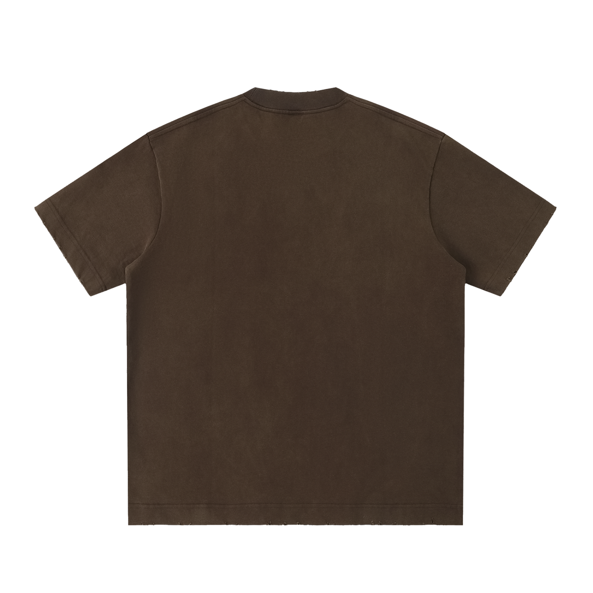 Unisex Heavyweight Vintage Washed Frayed T-Shirt in coffee, alternate angle