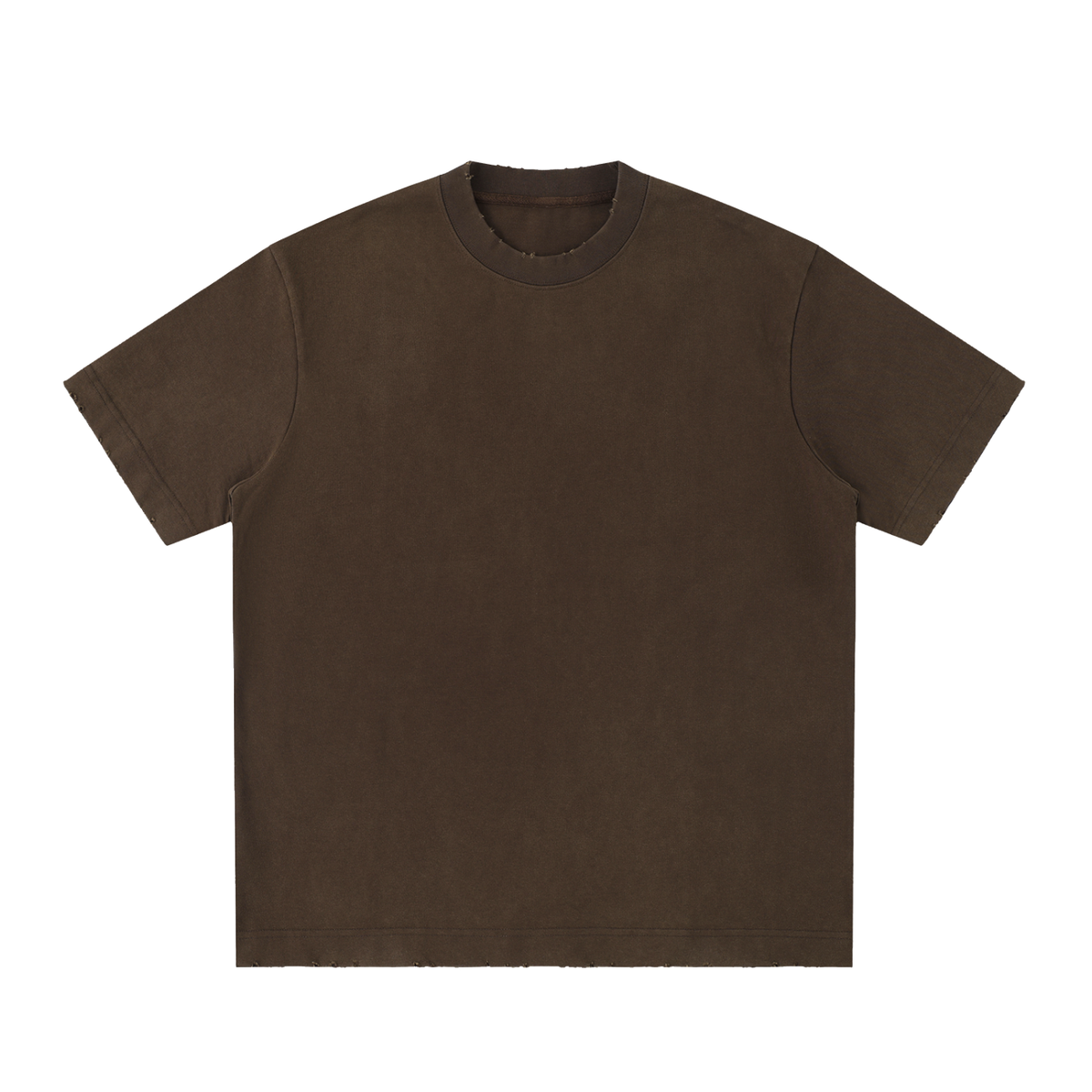 Unisex Heavyweight Vintage Washed Frayed T-Shirt in coffee