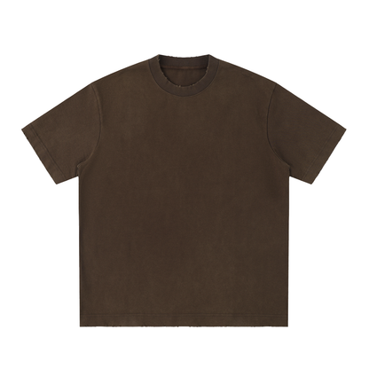 Unisex Heavyweight Vintage Washed Frayed T-Shirt in coffee