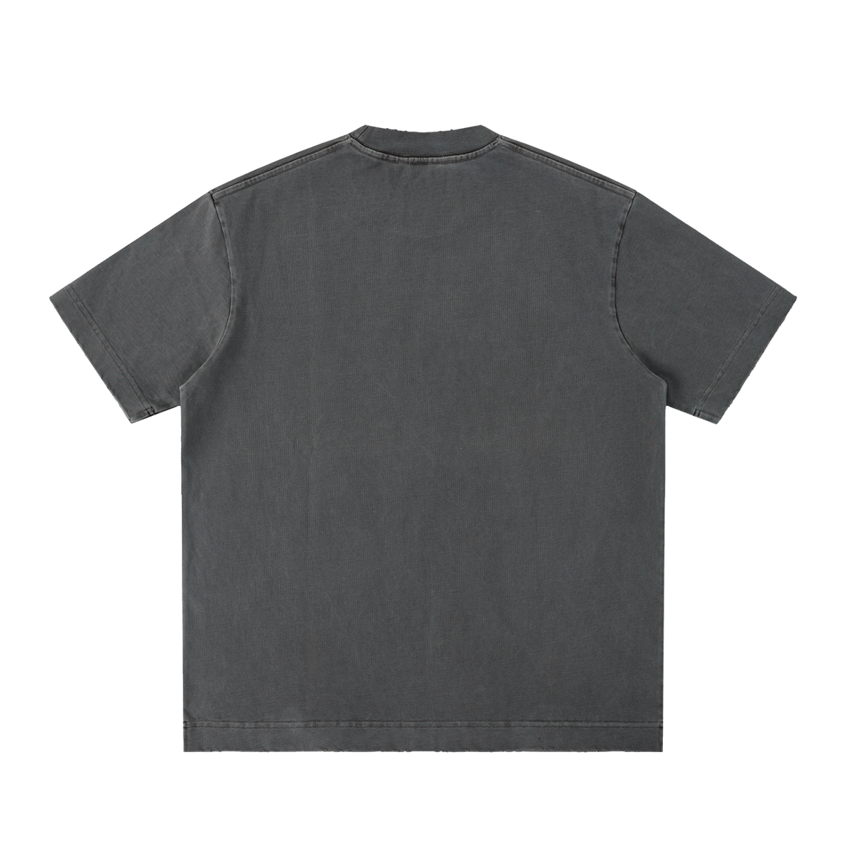 Unisex Heavyweight Vintage Washed Frayed T-Shirt in dark gray, alternate angle