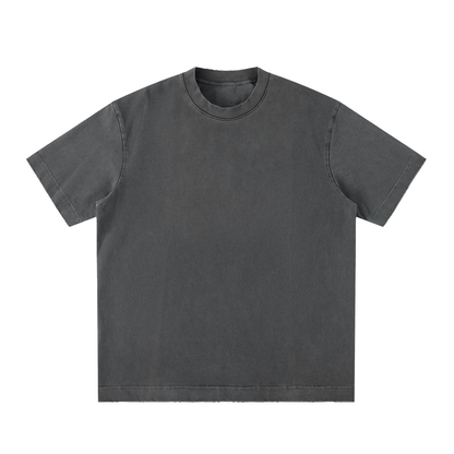 Unisex Heavyweight Vintage Washed Frayed T-Shirt in dark gray