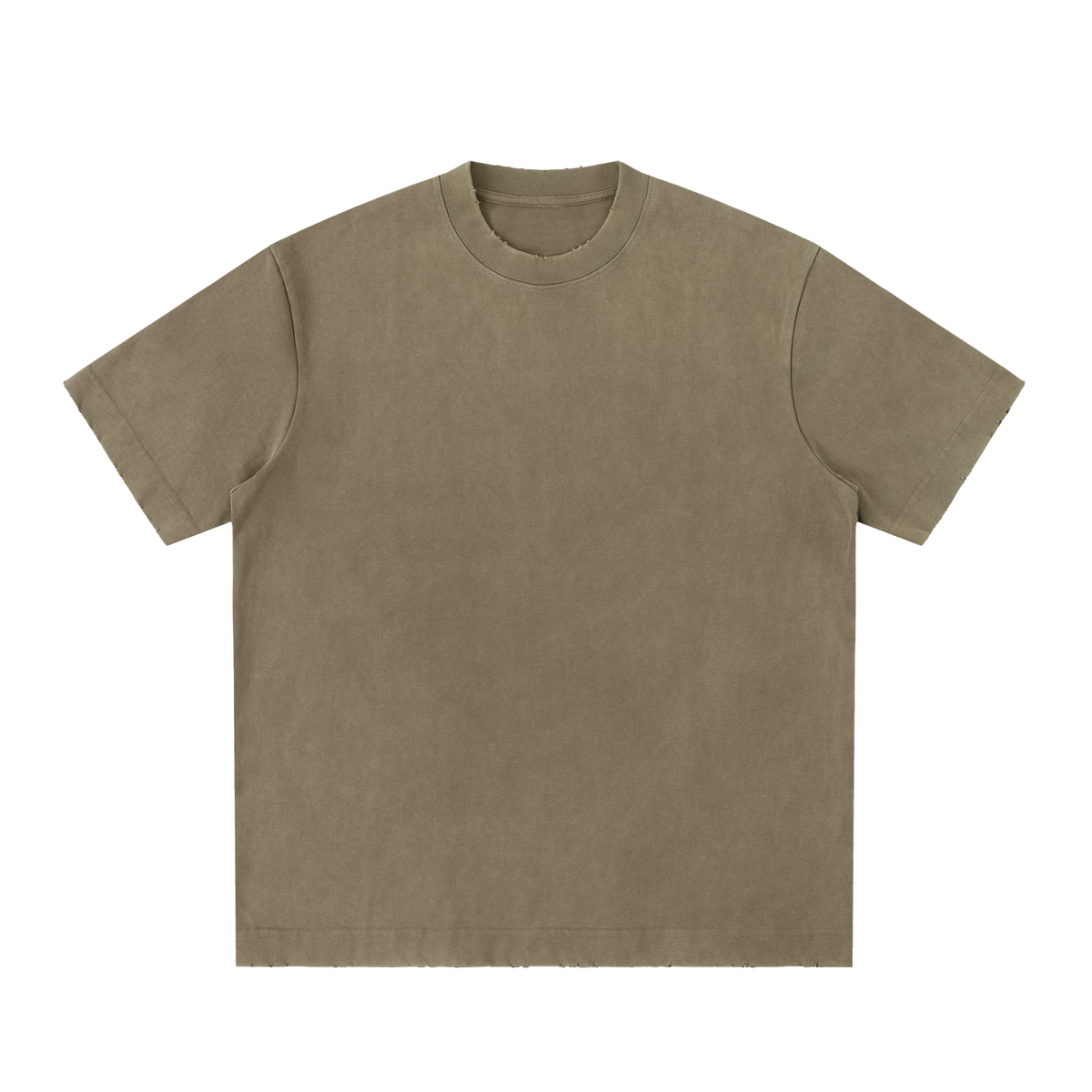 Unisex Heavyweight Vintage Washed Frayed T-Shirt in gray coffee