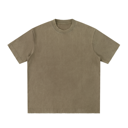 Unisex Heavyweight Vintage Washed Frayed T-Shirt in gray coffee