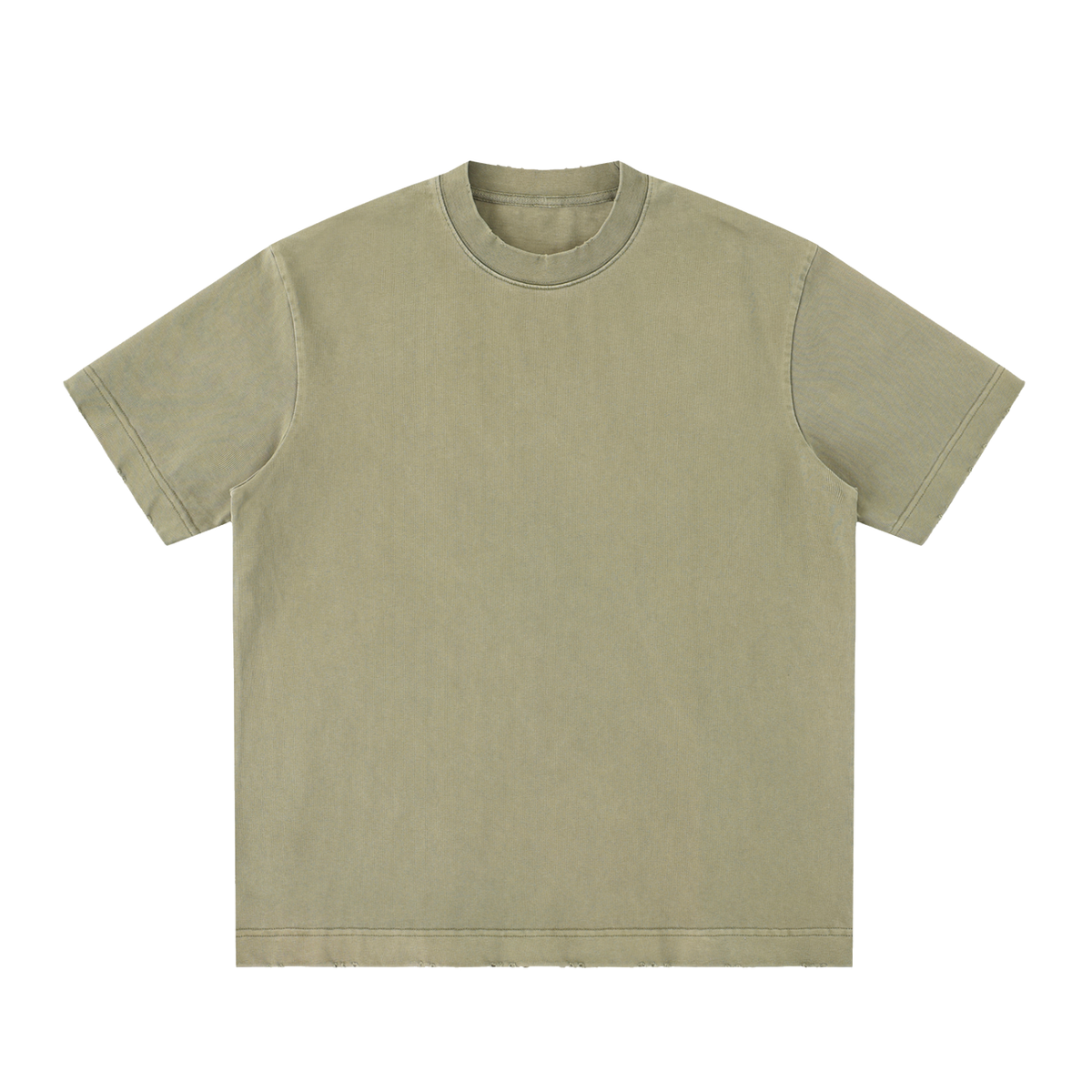 Unisex Heavyweight Vintage Washed Frayed T-Shirt in gray green