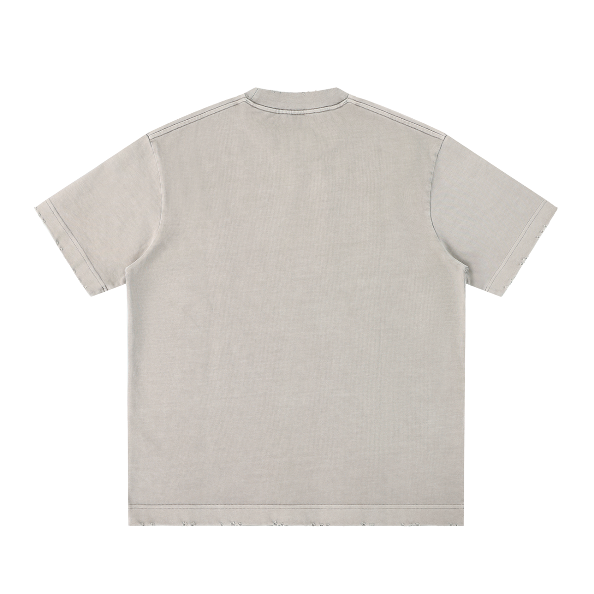 Unisex Heavyweight Vintage Washed Frayed T-Shirt in light apricot, alternate angle