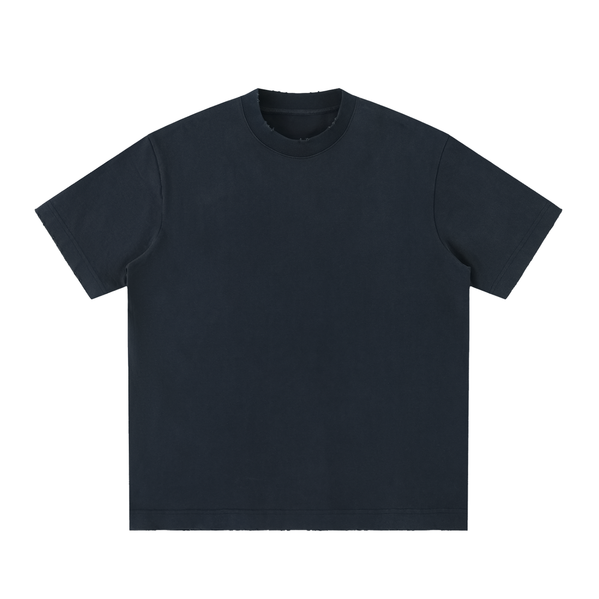 Unisex Heavyweight Vintage Washed Frayed T-Shirt in navy blue