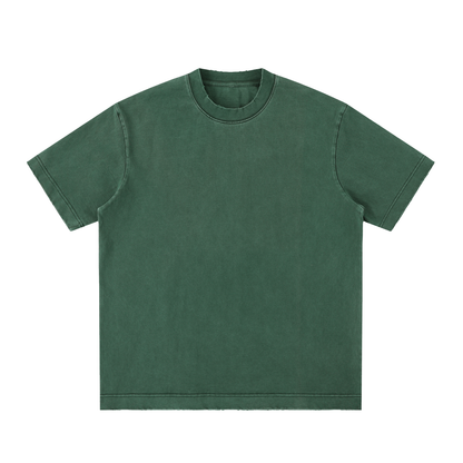 Unisex Heavyweight Vintage Washed Frayed T-Shirt in retro green