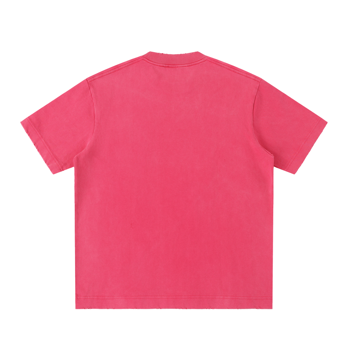 Unisex Heavyweight Vintage Washed Frayed T-Shirt in rose red, alternate angle