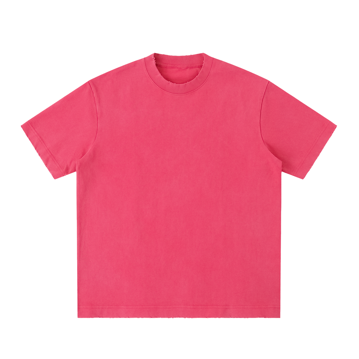 Unisex Heavyweight Vintage Washed Frayed T-Shirt in rose red