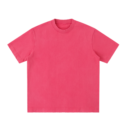 Unisex Heavyweight Vintage Washed Frayed T-Shirt in rose red