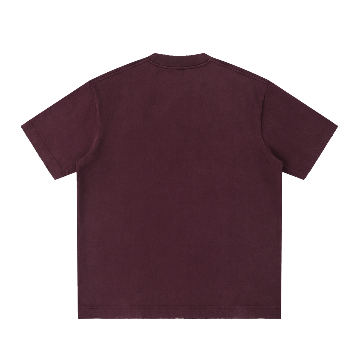 Unisex Heavyweight Vintage Washed Frayed T-Shirt in ume purple, alternate angle