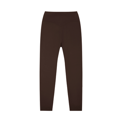 Unisex High-Waisted Yoga Leggings in brown, alternate angle