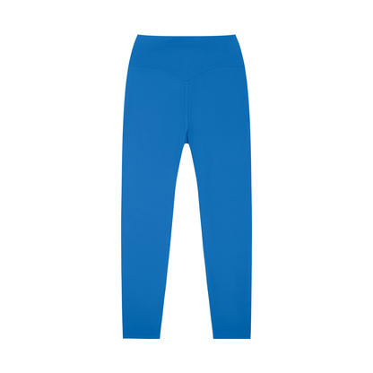 Unisex High-Waisted Yoga Leggings in colorful blue, alternate angle