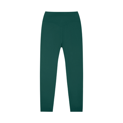 Unisex High-Waisted Yoga Leggings in dark green, alternate angle