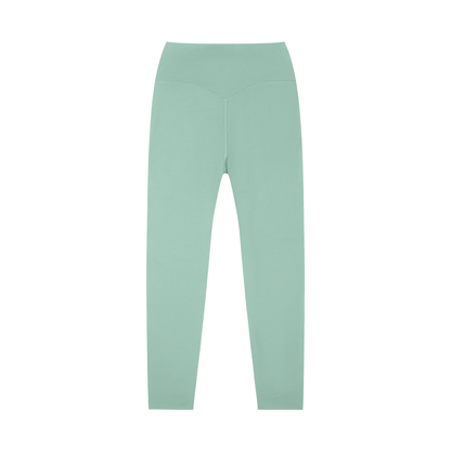 Unisex High-Waisted Yoga Leggings in light green, alternate angle