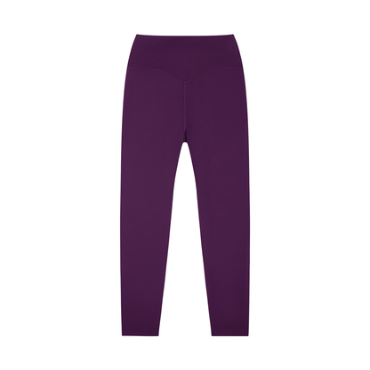 Unisex High-Waisted Yoga Leggings in purple, alternate angle