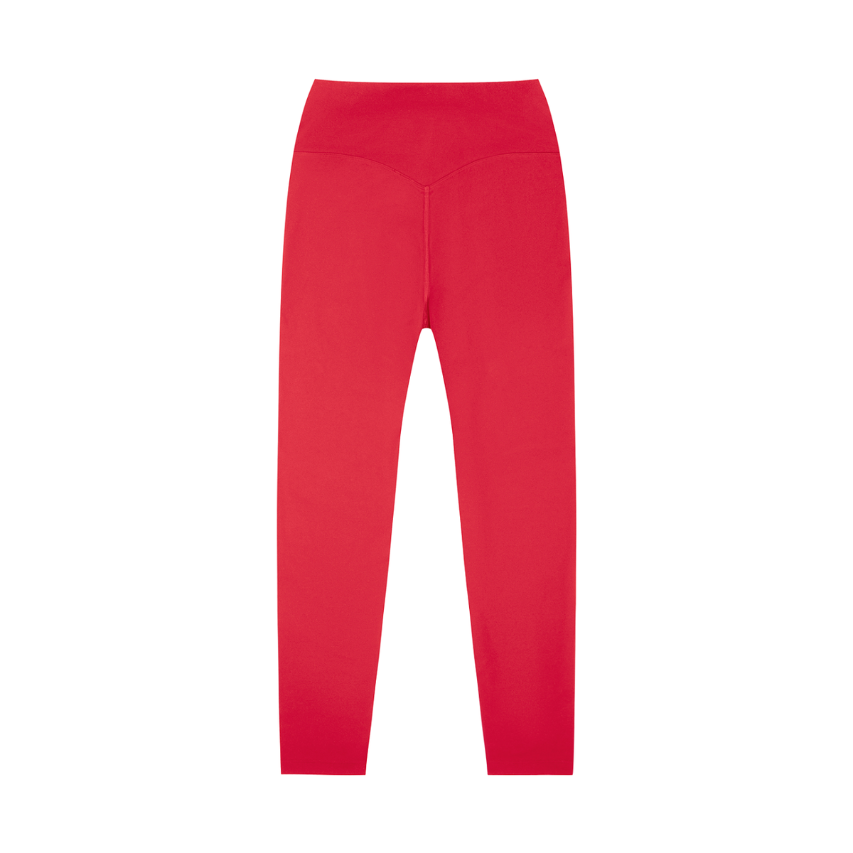 Unisex High-Waisted Yoga Leggings in red, alternate angle