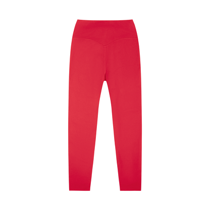 Unisex High-Waisted Yoga Leggings in red, alternate angle