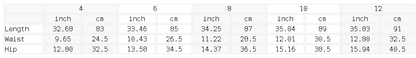 Size chart for the Unisex High-Waisted Yoga Leggings