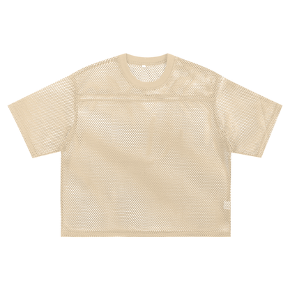 Unisex Hollow-Out Polyester T-Shirt in apricot