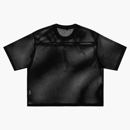 Unisex Hollow-Out Polyester T-Shirt in black, alternate angle