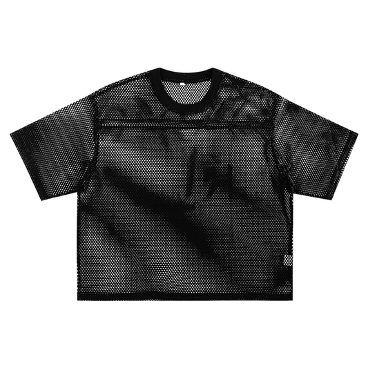 Unisex Hollow-Out Polyester T-Shirt in black