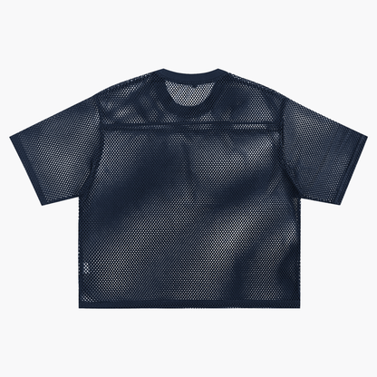 Unisex Hollow-Out Polyester T-Shirt in blue, alternate angle