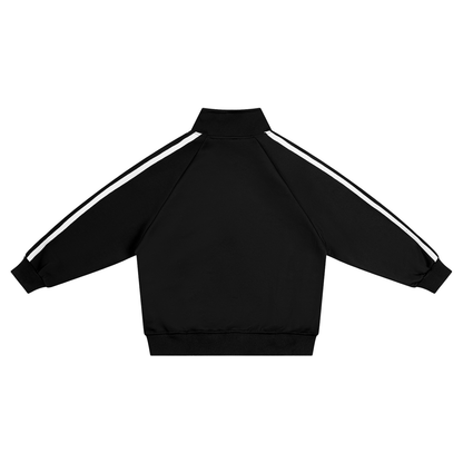 Unisex Kids' Contrast Tape Coach Jacket in black, alternate angle
