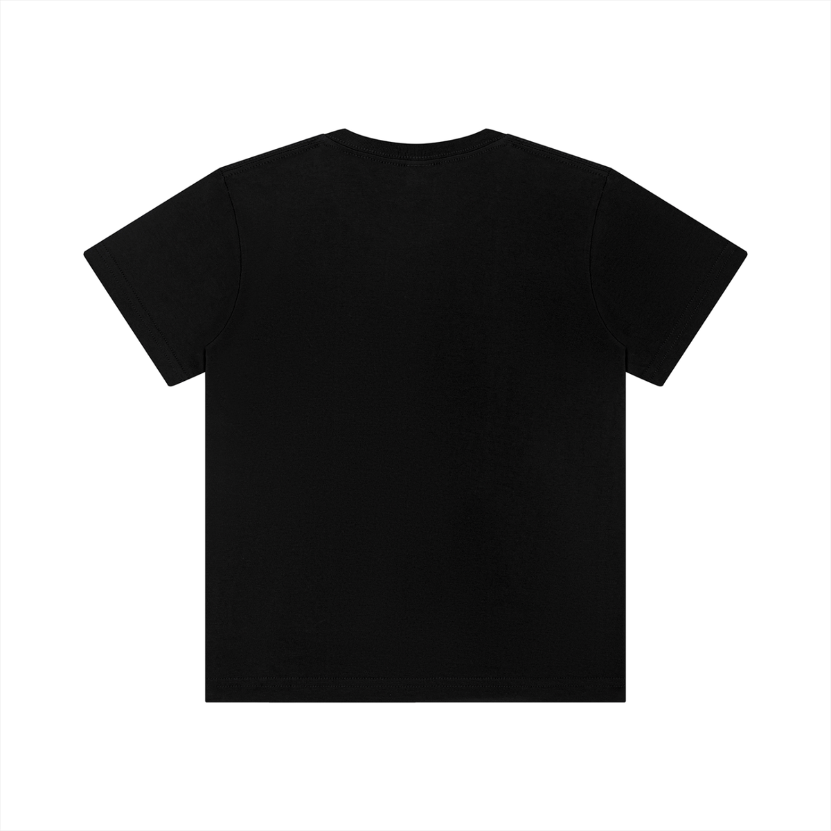 Unisex Kid's Crewneck Short Sleeve T-Shirt in black, alternate angle