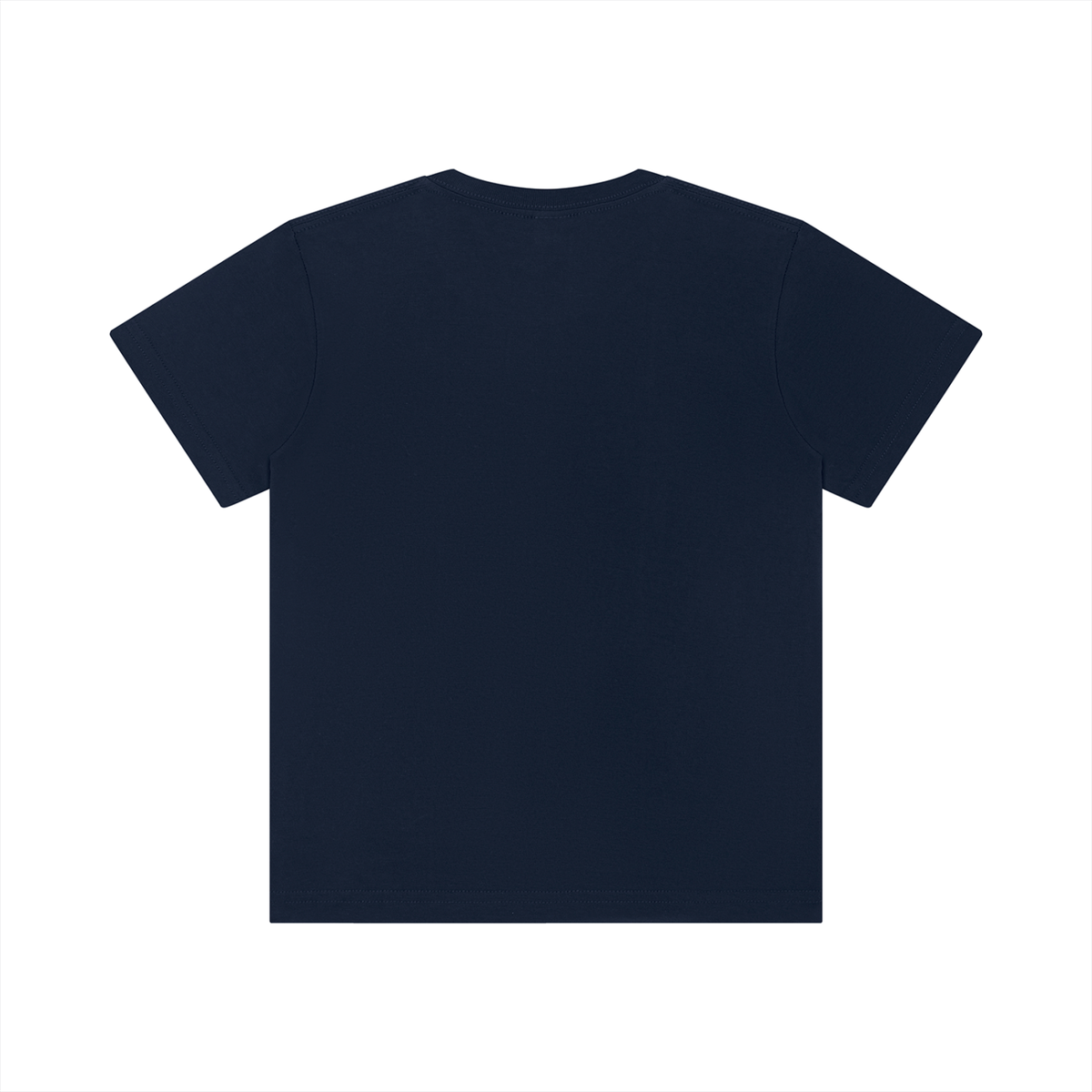 Unisex Kid's Crewneck Short Sleeve T-Shirt in navy blue, alternate angle