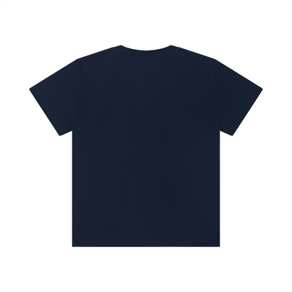 Unisex Kid's Crewneck Short Sleeve T-Shirt in navy blue, alternate angle