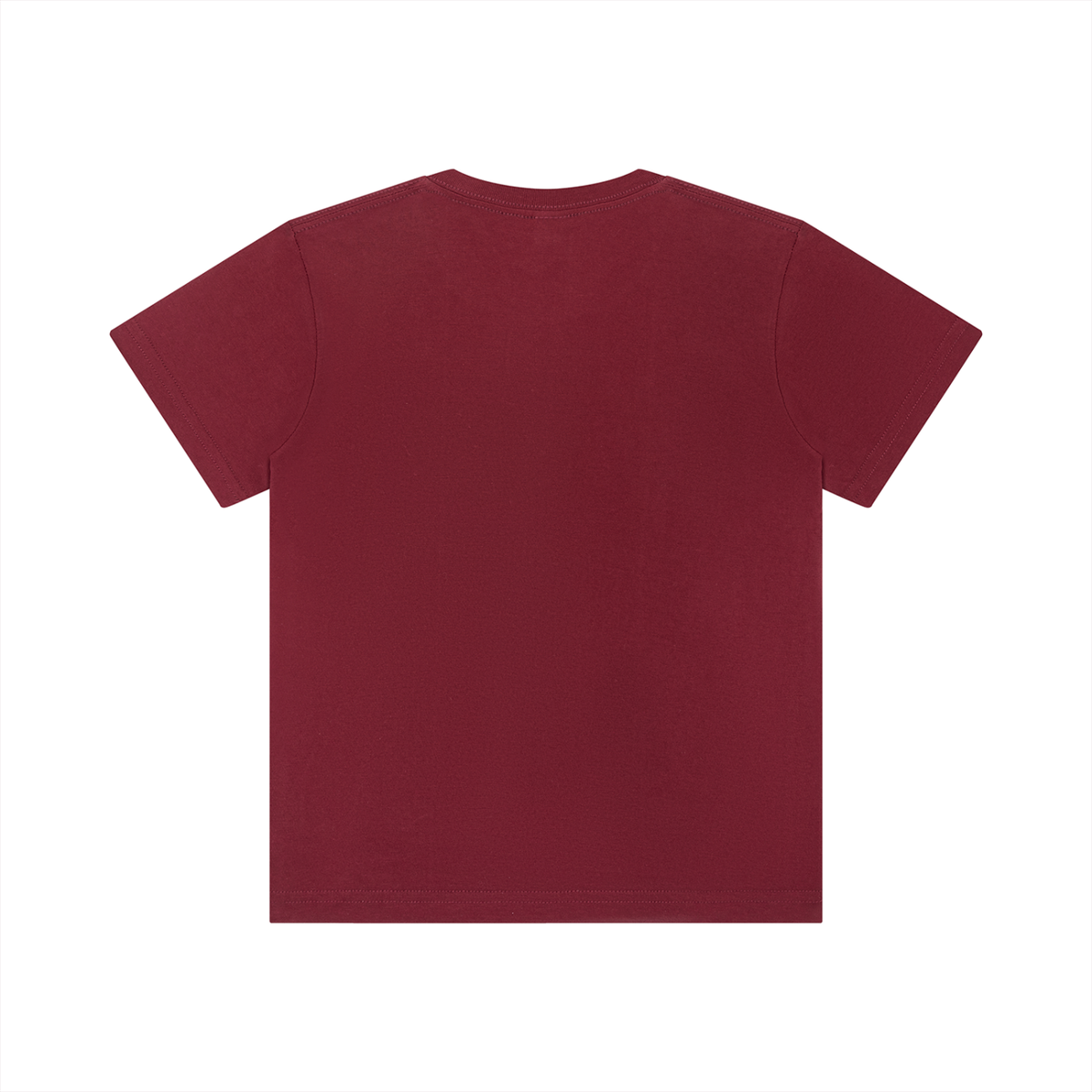 Unisex Kid's Crewneck Short Sleeve T-Shirt in wine red, alternate angle