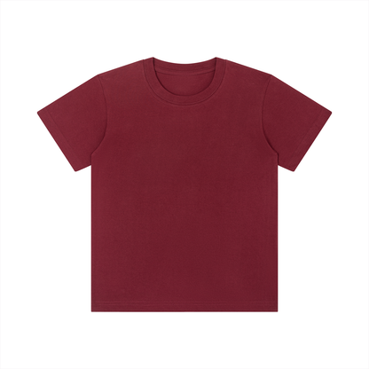 Unisex Kid's Crewneck Short Sleeve T-Shirt in wine red