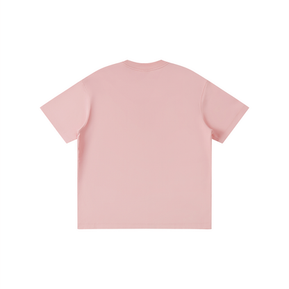 Unisex Kid's Solid Crewneck T-Shirt in pink, alternate angle