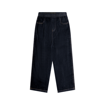 Unisex Kid's Straight Leg Elastic Waist Jeans in dark blue