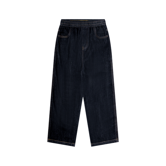 Unisex Kid's Straight Leg Elastic Waist Jeans in dark blue