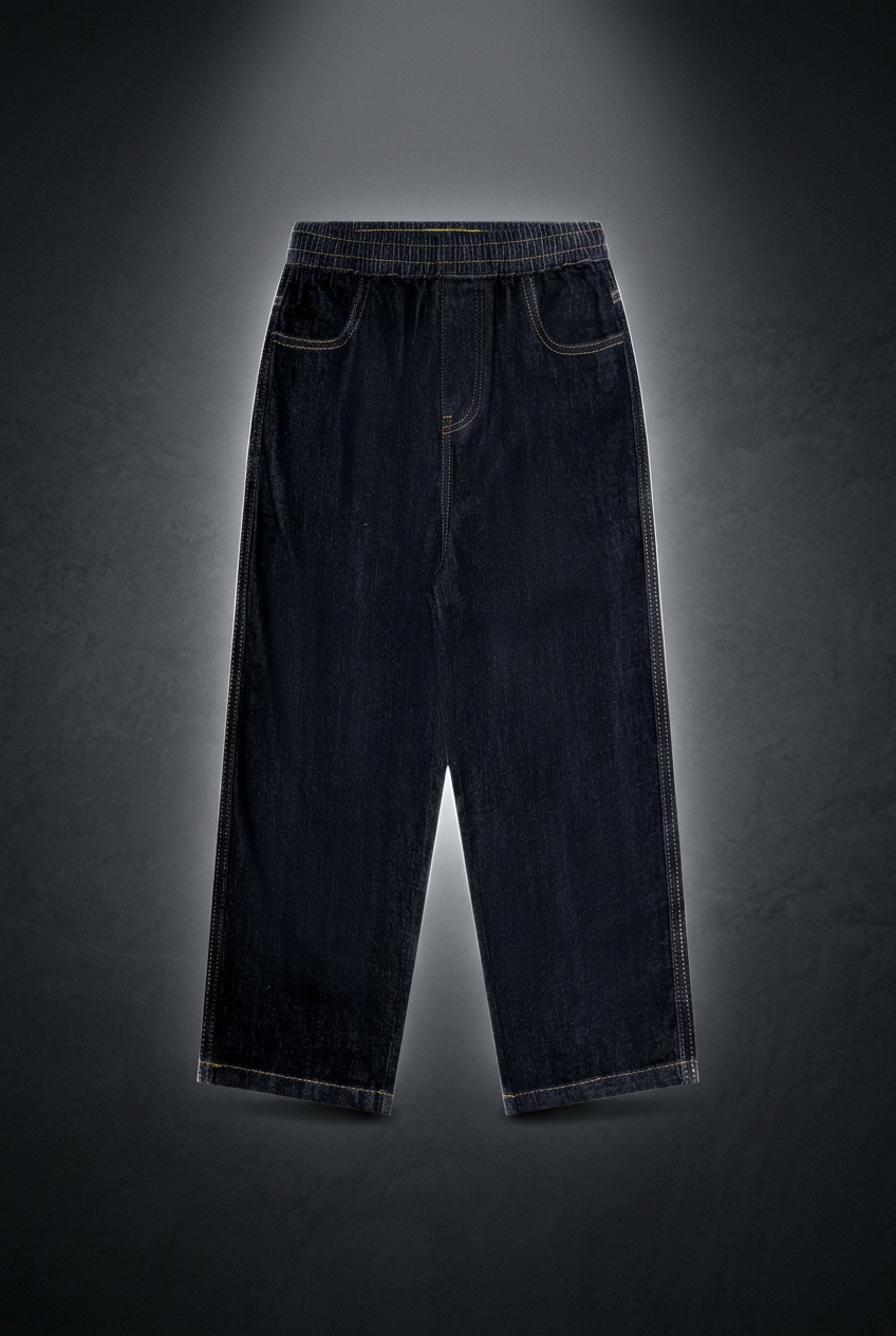 Unisex Kid's Straight Leg Elastic Waist Jeans