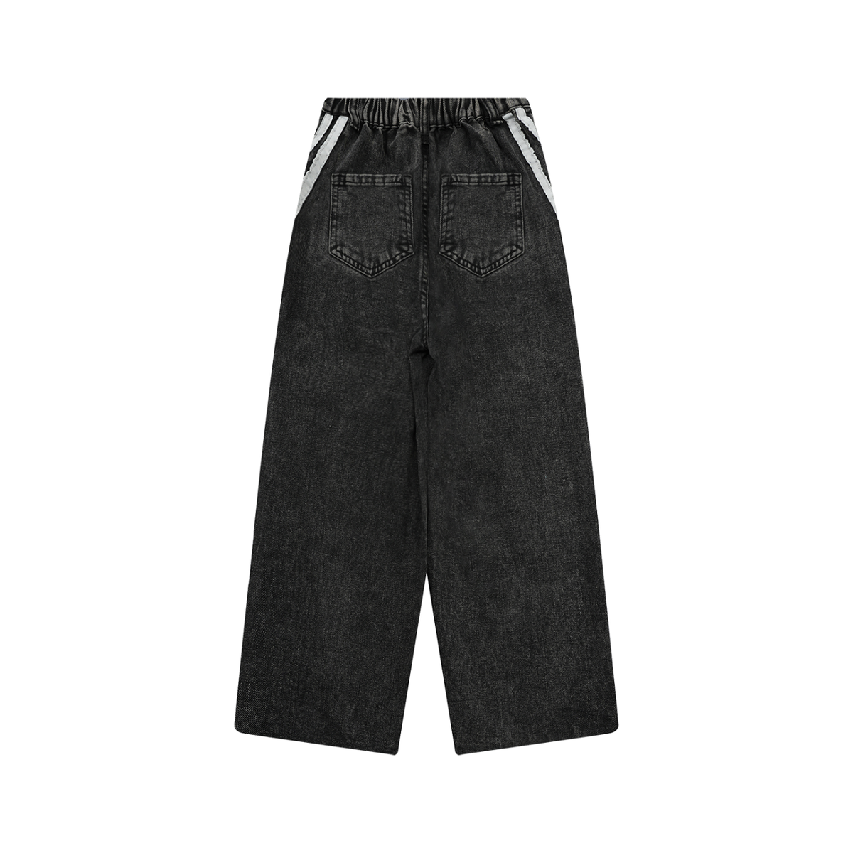 Unisex Kid's Vintage Wash Side Stripe Jeans in black, alternate angle