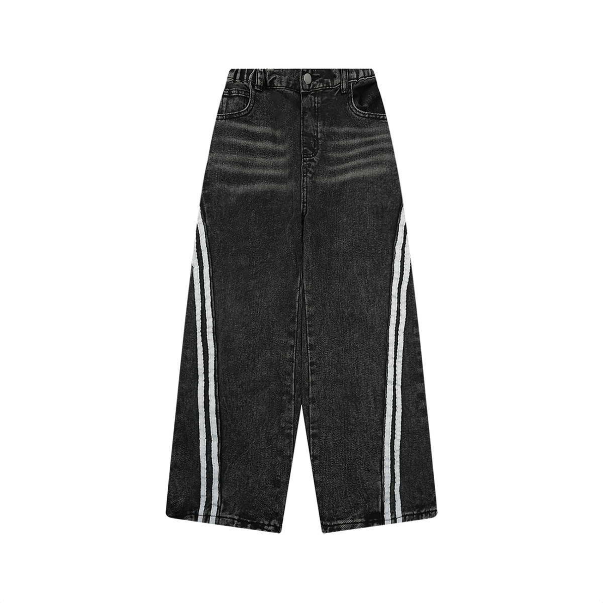 Unisex Kid's Vintage Wash Side Stripe Jeans in black