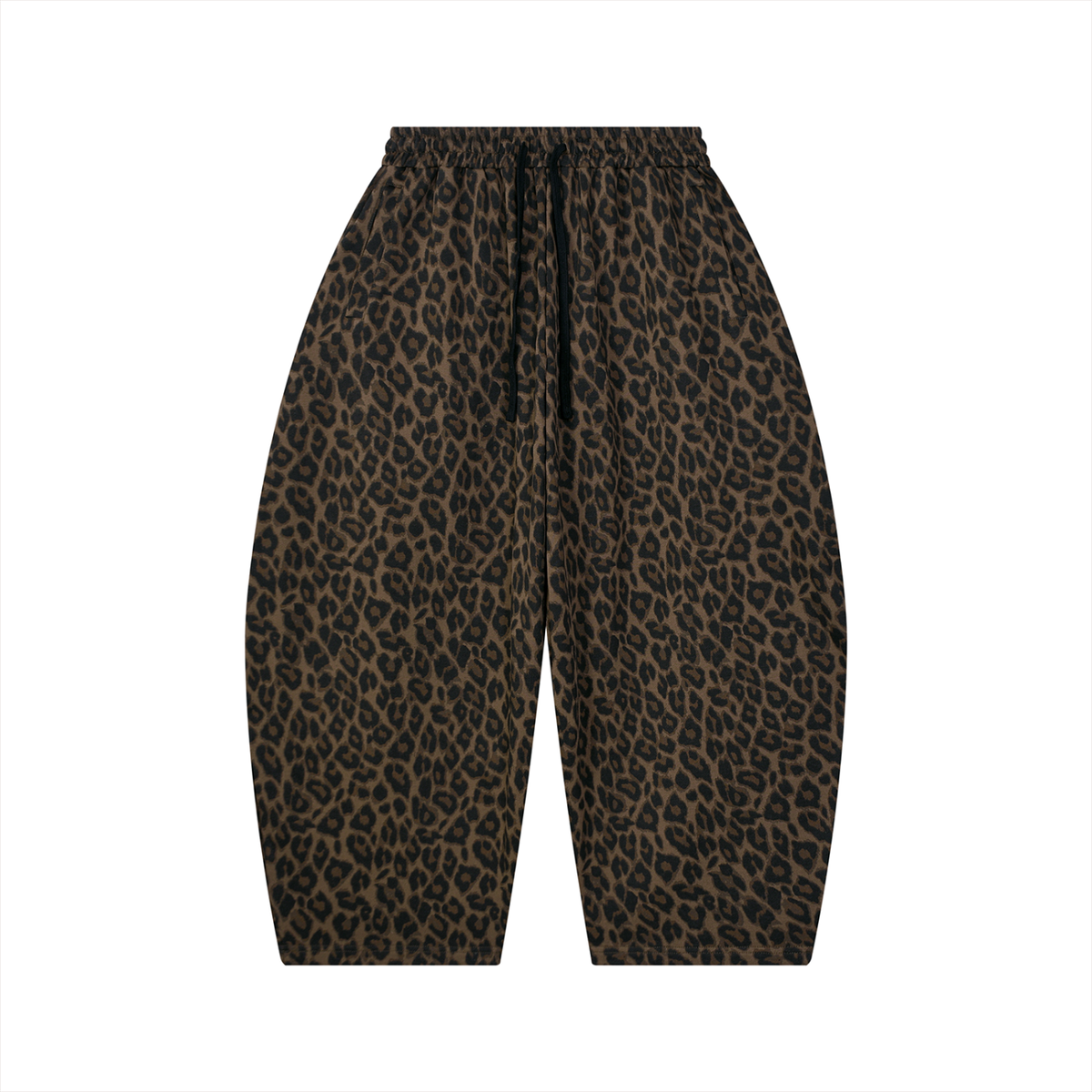 Unisex Leopard Barrel Leg Sweatpants in leopard brown