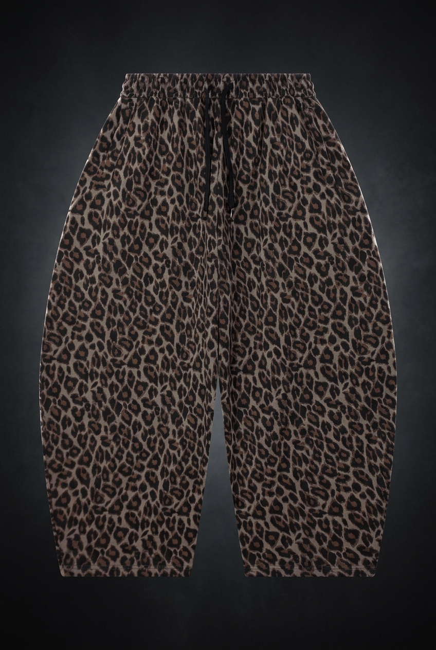 Unisex Leopard Barrel Leg Sweatpants