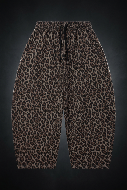 Unisex Leopard Barrel Leg Sweatpants