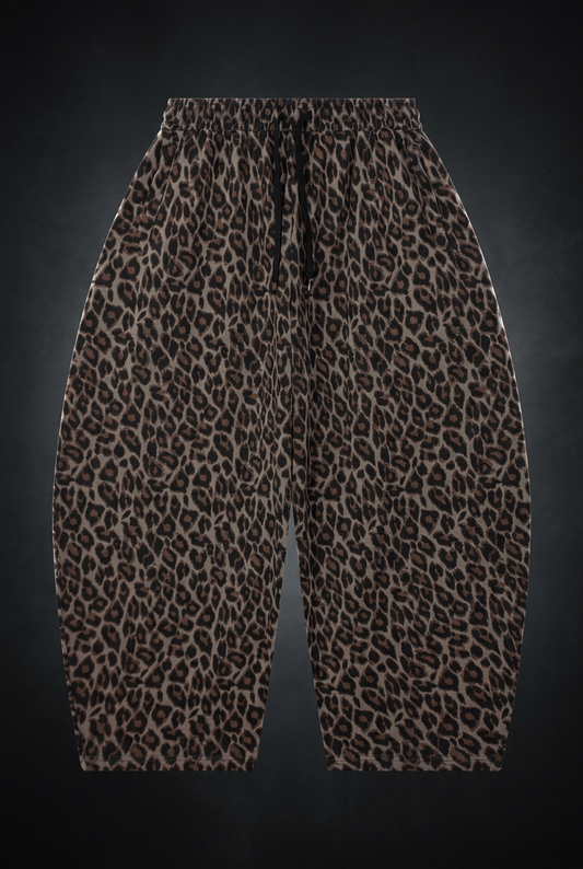 Unisex Leopard Barrel Leg Sweatpants