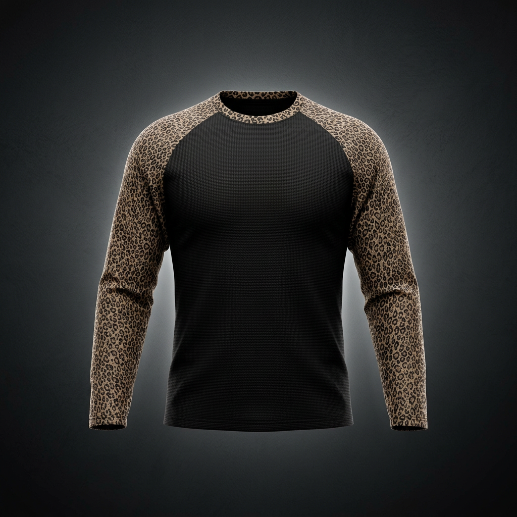 Unisex Leopard Panel Waffle T-Shirt, view 1