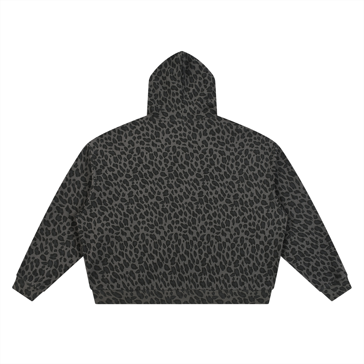 Unisex Leopard Print Full Zip Hoodie in leopard black, alternate angle