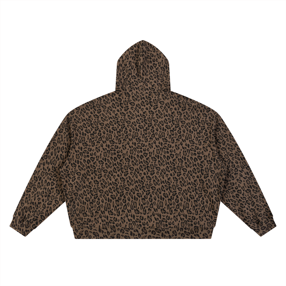 Unisex Leopard Print Full Zip Hoodie in leopard brown, alternate angle