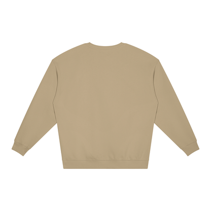 Unisex Loose Crewneck Sweatshirt in khaki, alternate angle