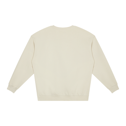 Unisex Loose Crewneck Sweatshirt in white gray, alternate angle