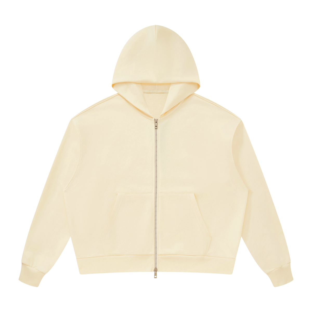 Unisex Loose Drop-Shoulder Zip-Up Hoodie in apricot
