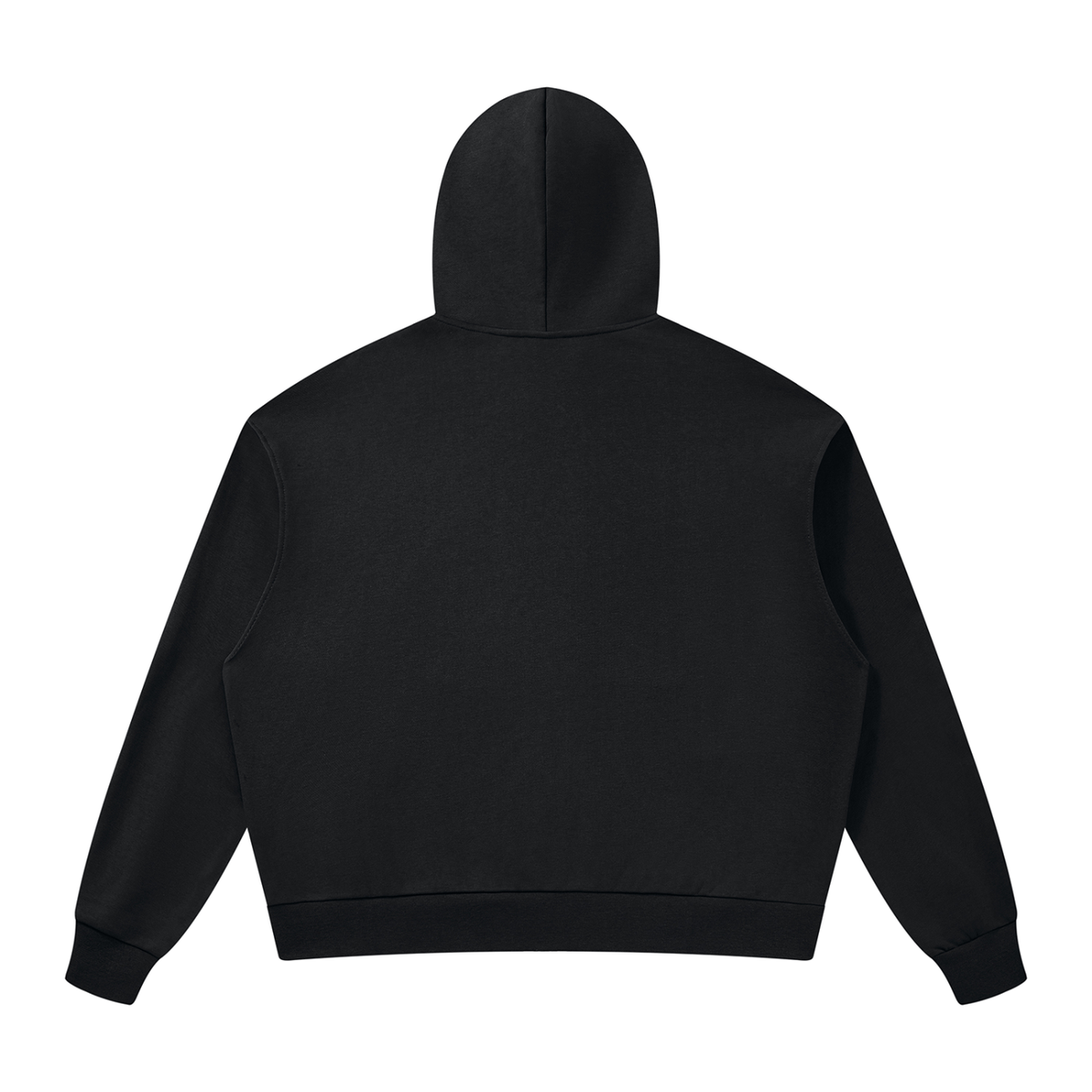 Unisex Loose Drop-Shoulder Zip-Up Hoodie in black, alternate angle